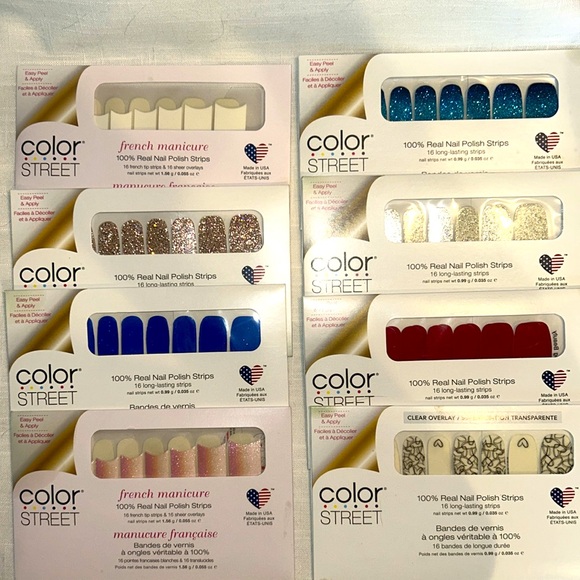 8 NEW Color Street Blue and Pink Glitter Nail Strip Packages - Picture 1 of 6